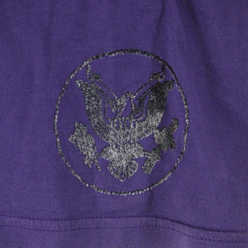 Coal Black(コールブラック) バックロゴデザイン クルーネック カットソー 七分丈Tシャツ パープル/ベージュ