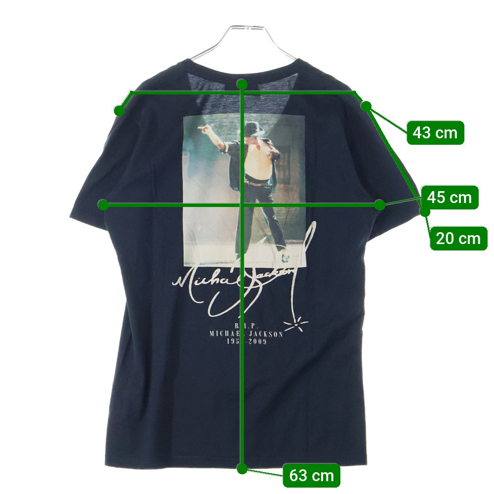 Coal Black(コールブラック) RIP MICHAEL JACKSON マイケルジャクソン 追悼 プリント Vネック 半袖Tシャツ カットソー ブラック