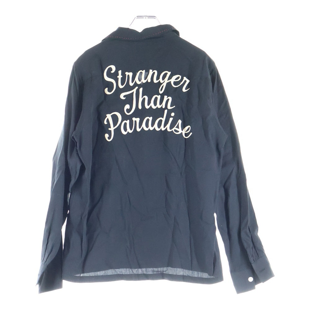 WACKO MARIA(ワコマリア) 両面ロゴエンブロイダリーデザイン 胸ポケット 5B オープンカラー ボーリング 長袖シャツ ブラック