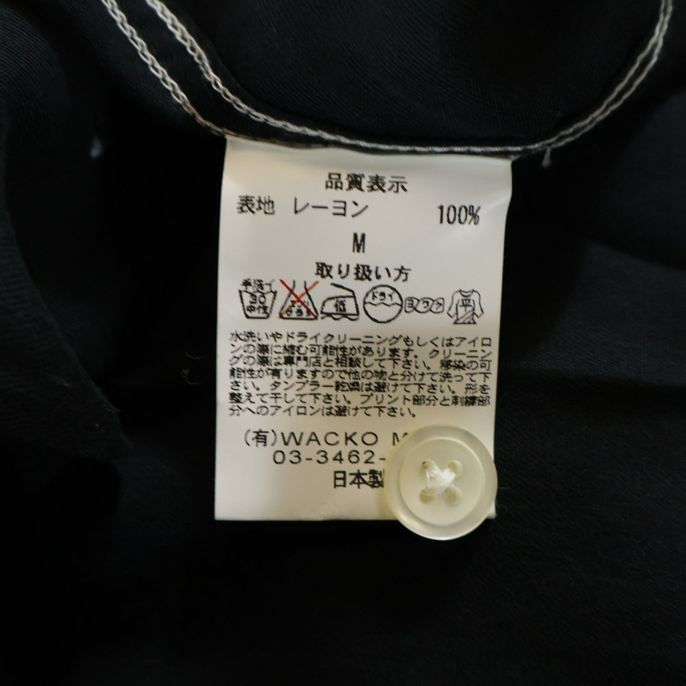 WACKO MARIA(ワコマリア) 両面ロゴエンブロイダリーデザイン 胸ポケット 5B オープンカラー ボーリング 長袖シャツ ブラック