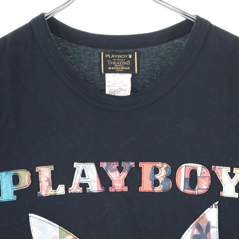 mastermind JAPAN(マスターマインドジャパン) ×PLAYBOY×THEATER 8×プレイボーイ×シアター8 ロゴエンブロイダリー クルーネック 半袖Tシャツ カットソー ブラック 8HP-TS06