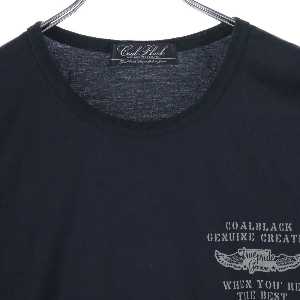 Coal Black(コールブラック) GENUINE CREATED TEE ジェニュイン クリエイテッド プリント クルーネック クロップドスリーブ Tシャツ カットソー ブラック