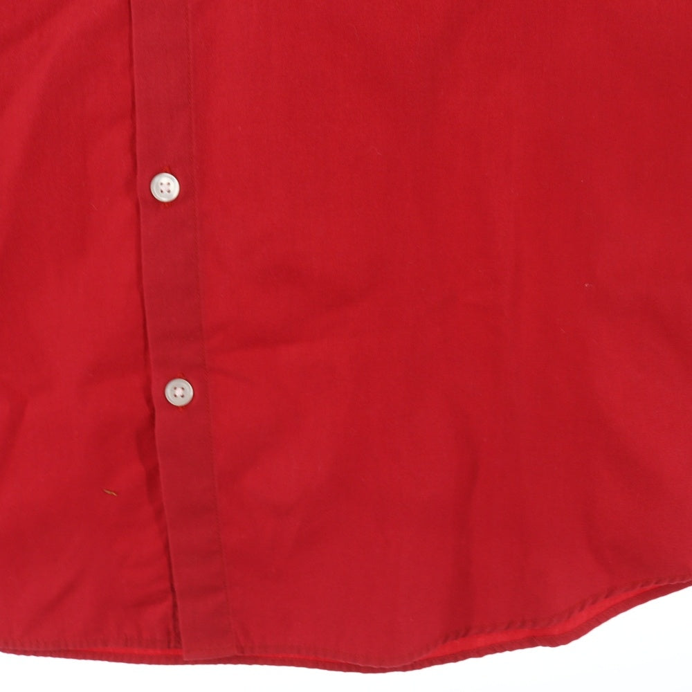 WACKO MARIA(ワコマリア) フロントロゴワッペンデザイン ダブル胸ポケット バックエンブロイダリー 半袖シャツ レッド
