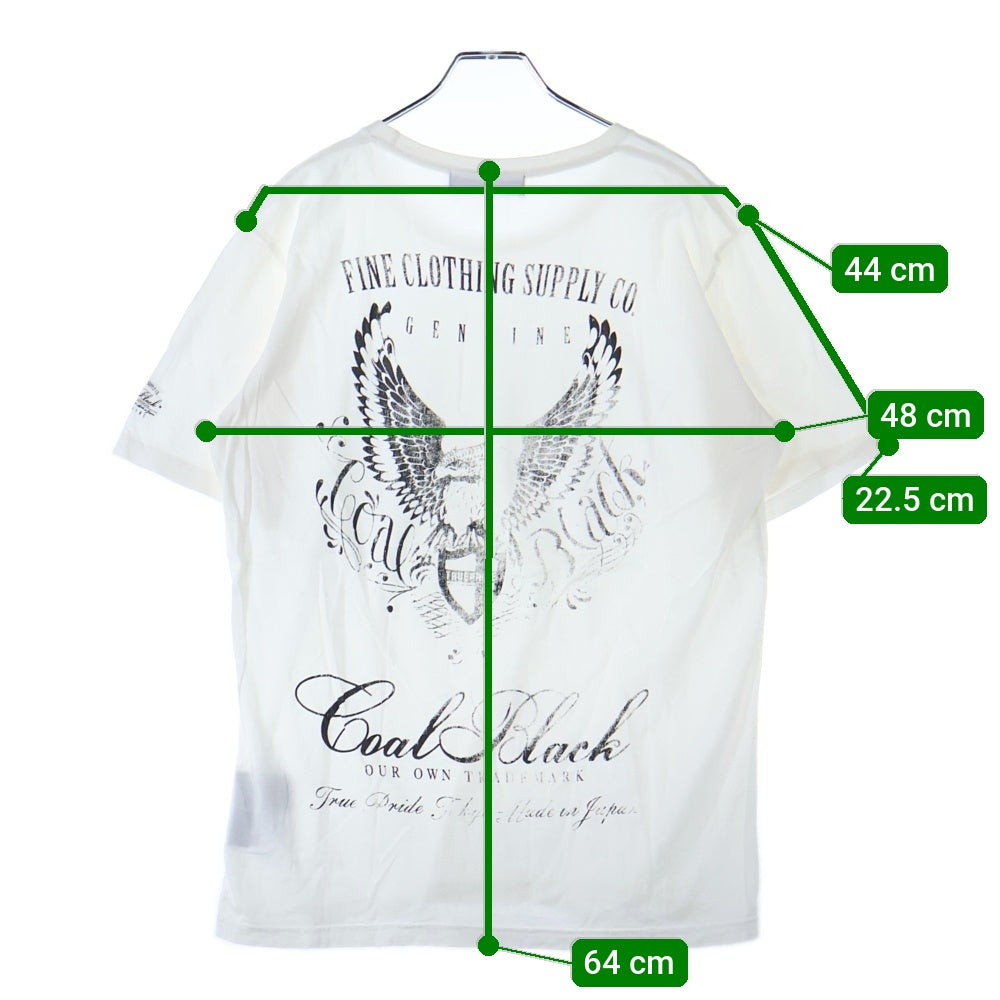 Coal Black(コールブラック) バッグウイングロゴデザイン クルーネック カットソー 半袖Tシャツ ホワイト