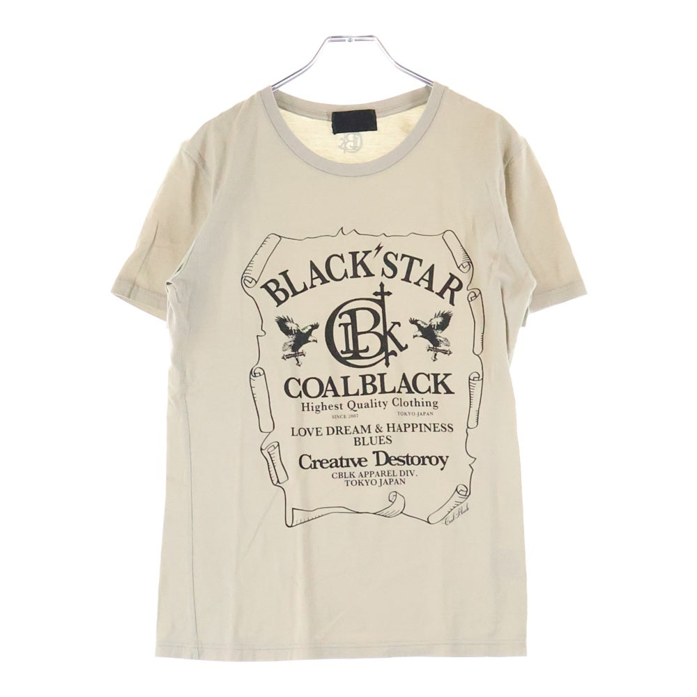 Coal Black(コールブラック) BLACK STAR ブラック スター フロントロゴプリント クルーネック カットソー 半袖Tシャツ グレー