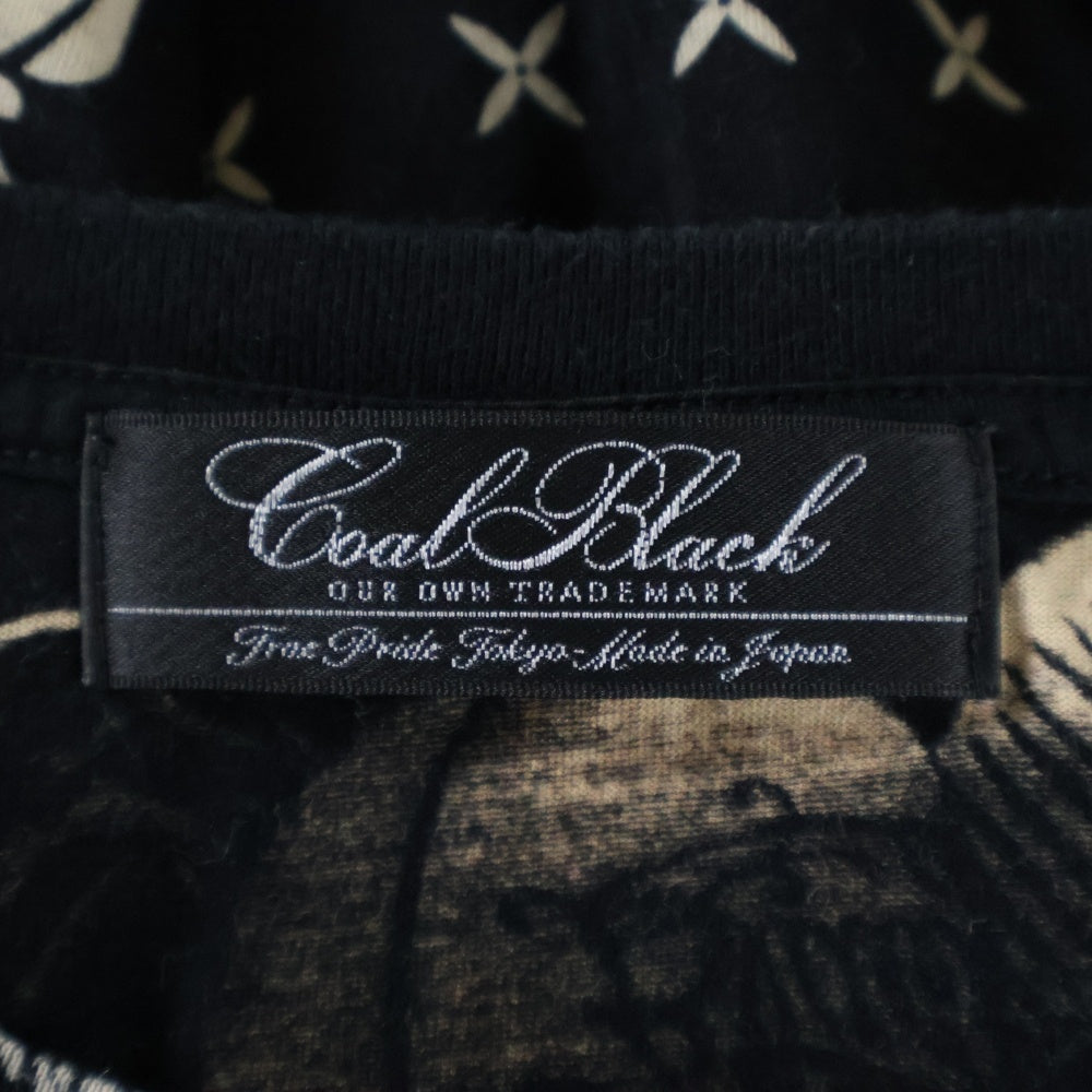 Coal Black(コールブラック) サークルロゴ プリント クルーネック 半袖Tシャツ カットソー ブラック/ベージュ