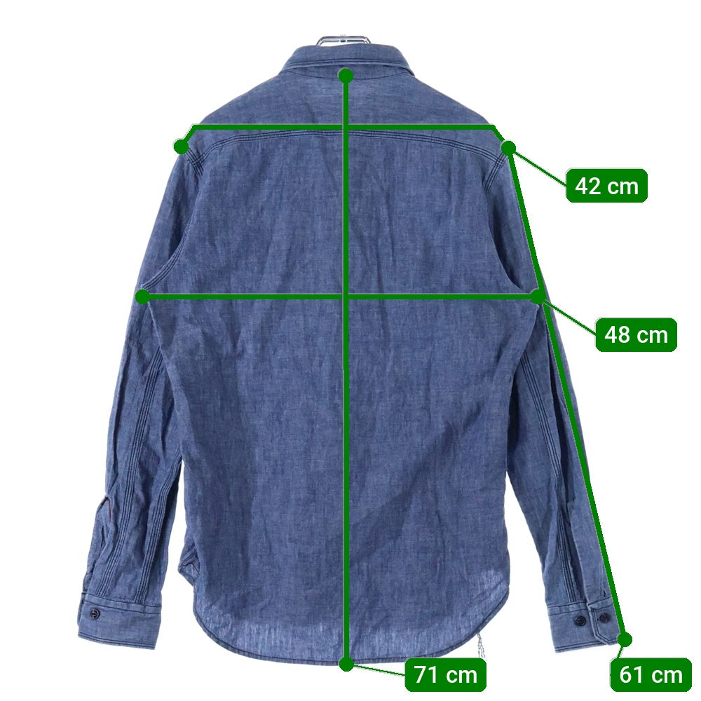 REPLAY(リプレイ) レギュラーカラー シャンブレー 長袖シャツ ブルー M4859.000.51142