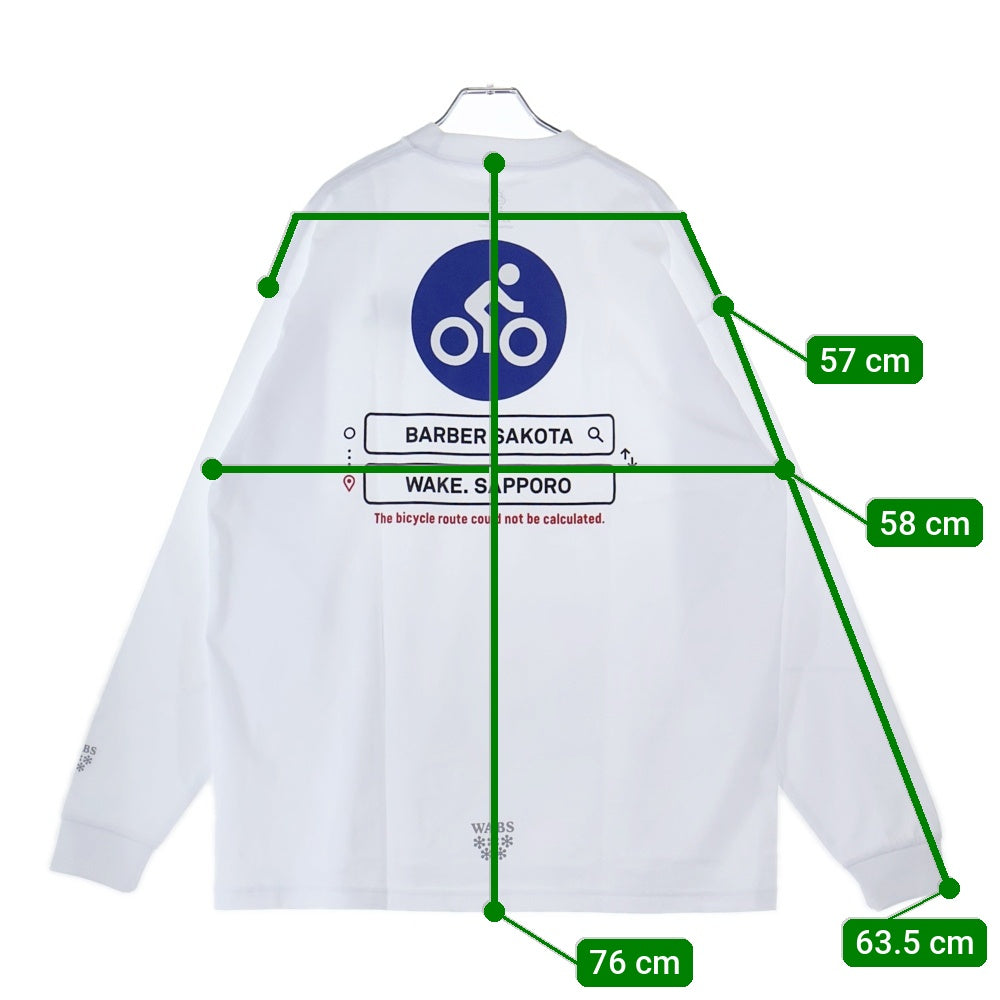 BBS BARBER SAKOTA(バーバーサコタ) ×ALWAYTH ×WAKE SAPPORO bicycle Long Sleeve Tshirt オールウェイズ ウェイク札幌 バイシクルプリント ロングスリーブTシャツ ホワイト
