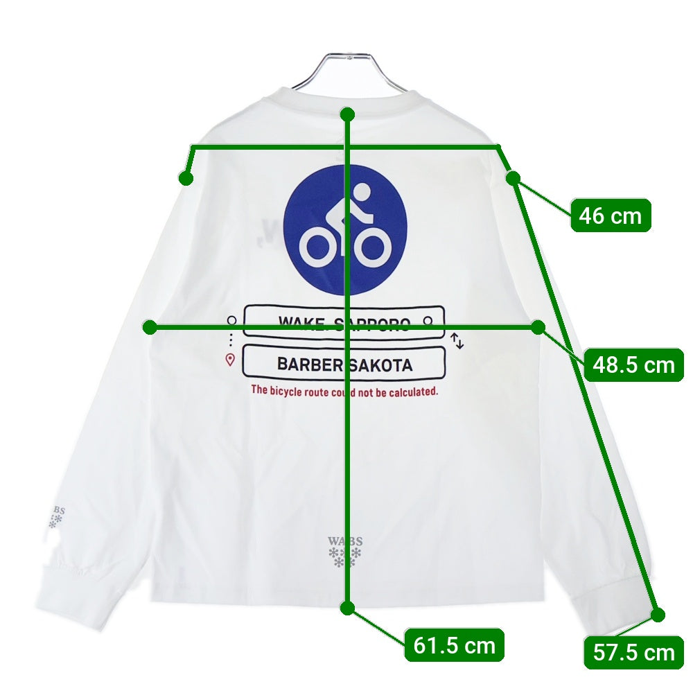 BBS BARBER SAKOTA(バーバーサコタ) ×ALWAYTH ×WAKE SAPPORO bicycle Long Sleeve Tshirt オールウェイズ ウェイク札幌 バイシクルプリント ロングスリーブTシャツ ホワイト