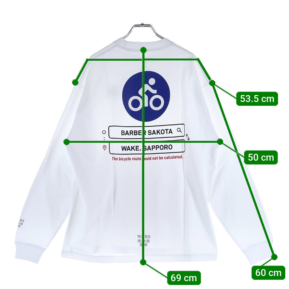 BBS BARBER SAKOTA(バーバーサコタ) ×ALWAYTH ×WAKE SAPPORO bicycle Long Sleeve Tshirt オールウェイズ ウェイク札幌 バイシクルプリント ロングスリーブTシャツ ホワイト