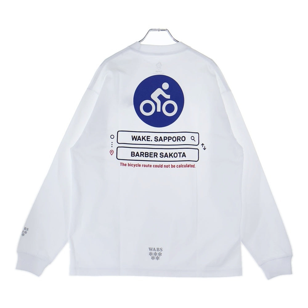 BBS BARBER SAKOTA(バーバーサコタ) ×ALWAYTH ×WAKE SAPPORO bicycle Long Sleeve Tshirt オールウェイズ ウェイク札幌 バイシクルプリント ロングスリーブTシャツ ホワイト