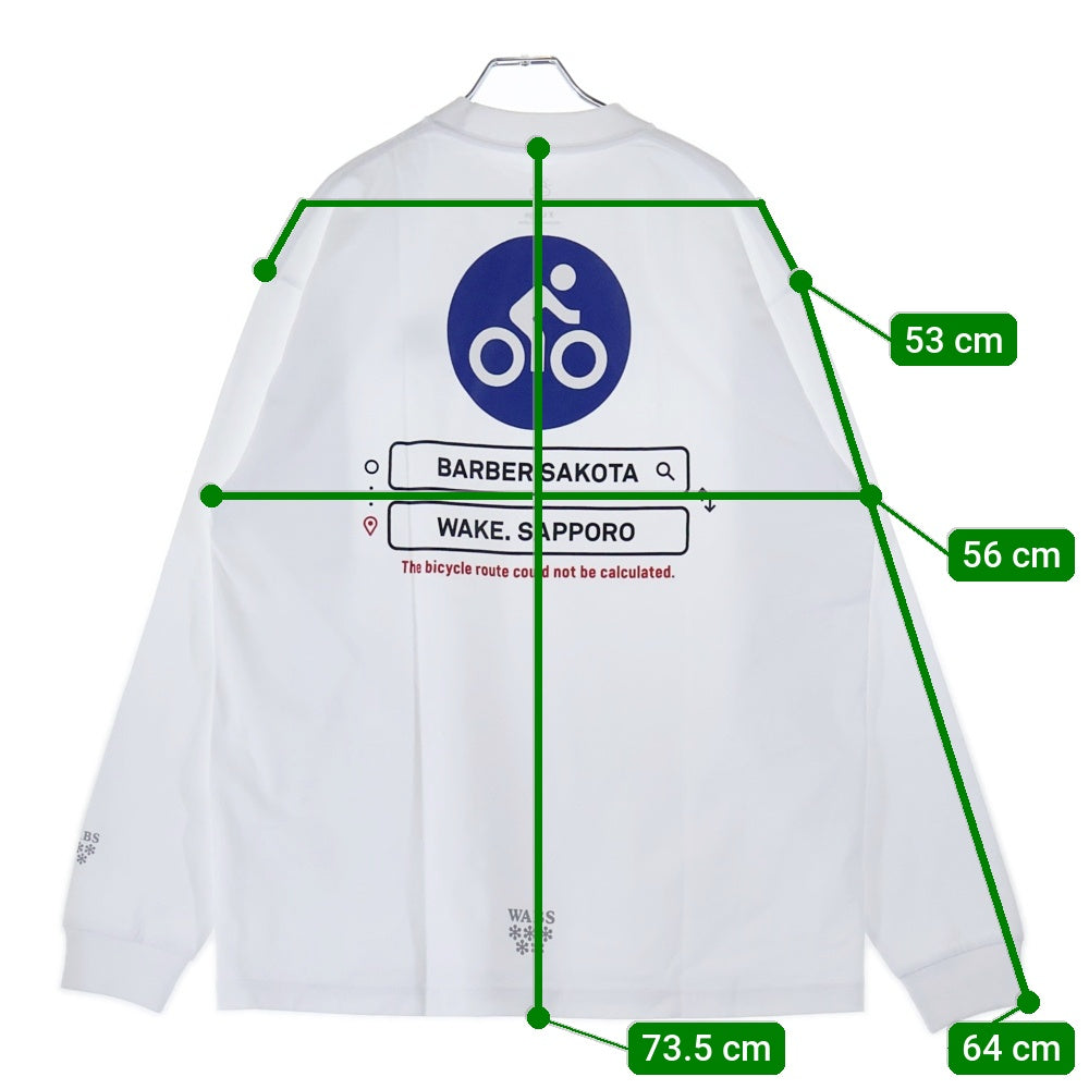 BBS BARBER SAKOTA(バーバーサコタ) ×ALWAYTH ×WAKE SAPPORO bicycle Long Sleeve Tshirt オールウェイズ ウェイク札幌 バイシクルプリント ロングスリーブTシャツ ホワイト