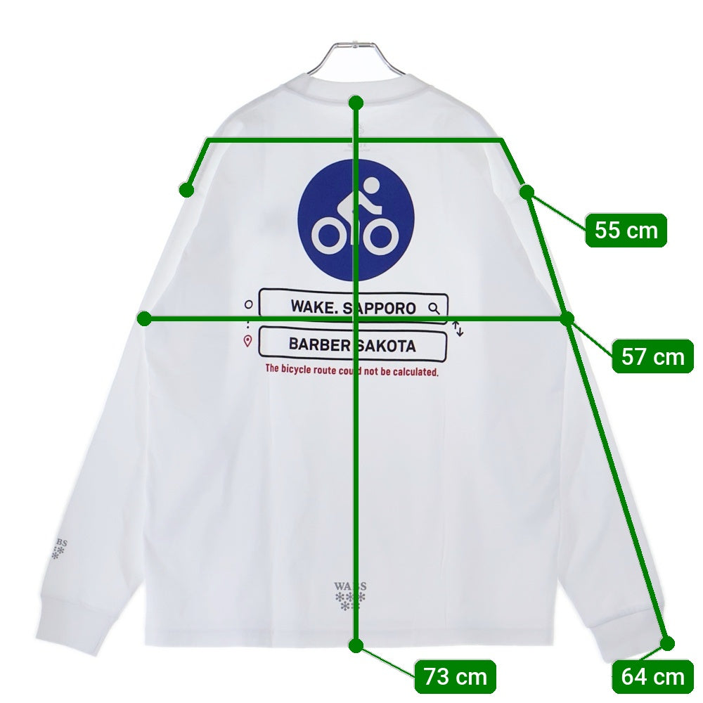 BBS BARBER SAKOTA(バーバーサコタ) ×ALWAYTH ×WAKE SAPPORO bicycle Long Sleeve Tshirt オールウェイズ ウェイク札幌 バイシクルプリント ロングスリーブTシャツ ホワイト