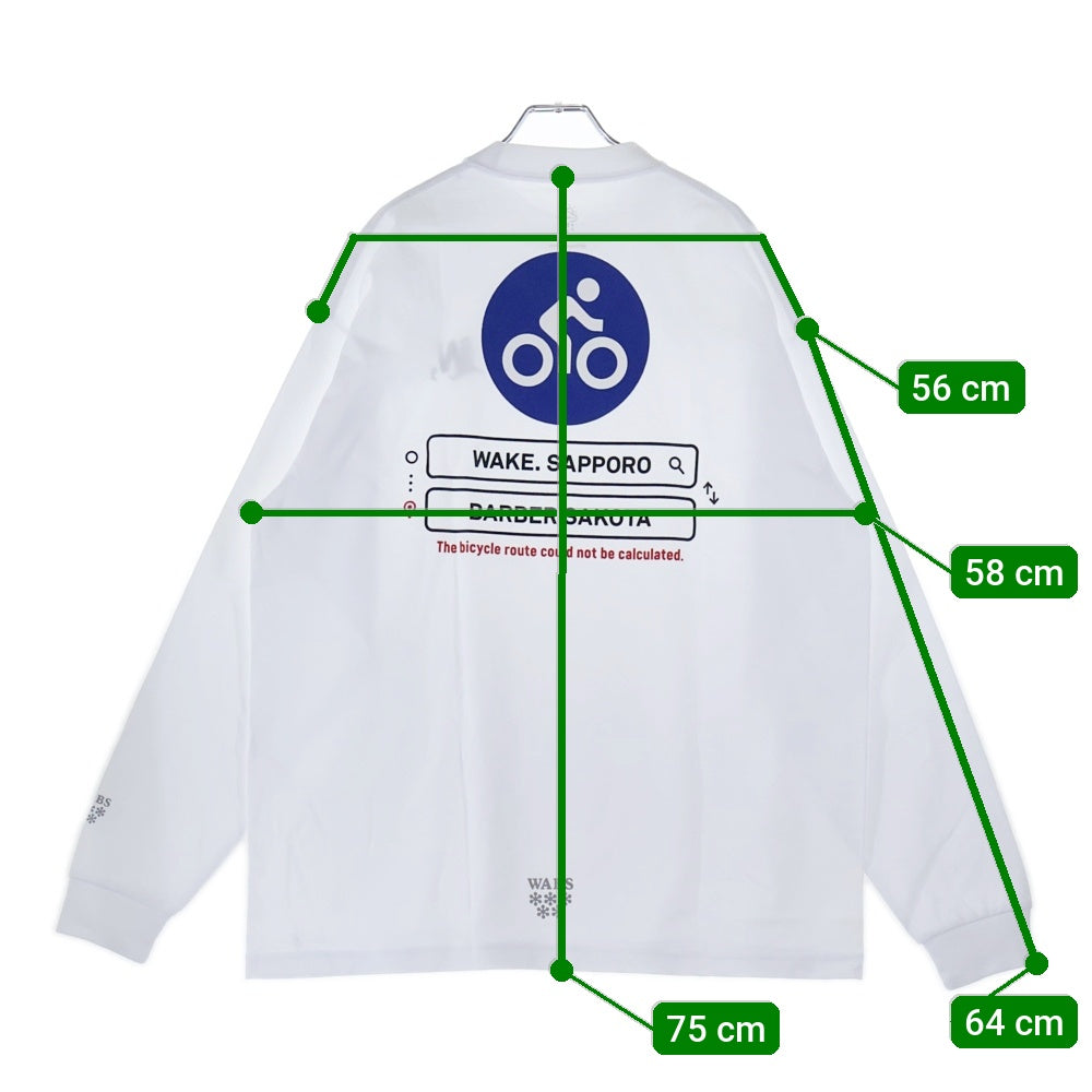 BBS BARBER SAKOTA(バーバーサコタ) ×ALWAYTH ×WAKE SAPPORO bicycle Long Sleeve Tshirt オールウェイズ ウェイク札幌 バイシクルプリント ロングスリーブTシャツ ホワイト