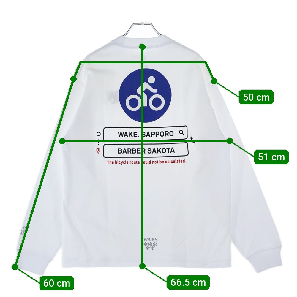 BBS BARBER SAKOTA(バーバーサコタ) ×ALWAYTH ×WAKE SAPPORO bicycle Long Sleeve Tshirt オールウェイズ ウェイク札幌 バイシクルプリント ロングスリーブTシャツ ホワイト