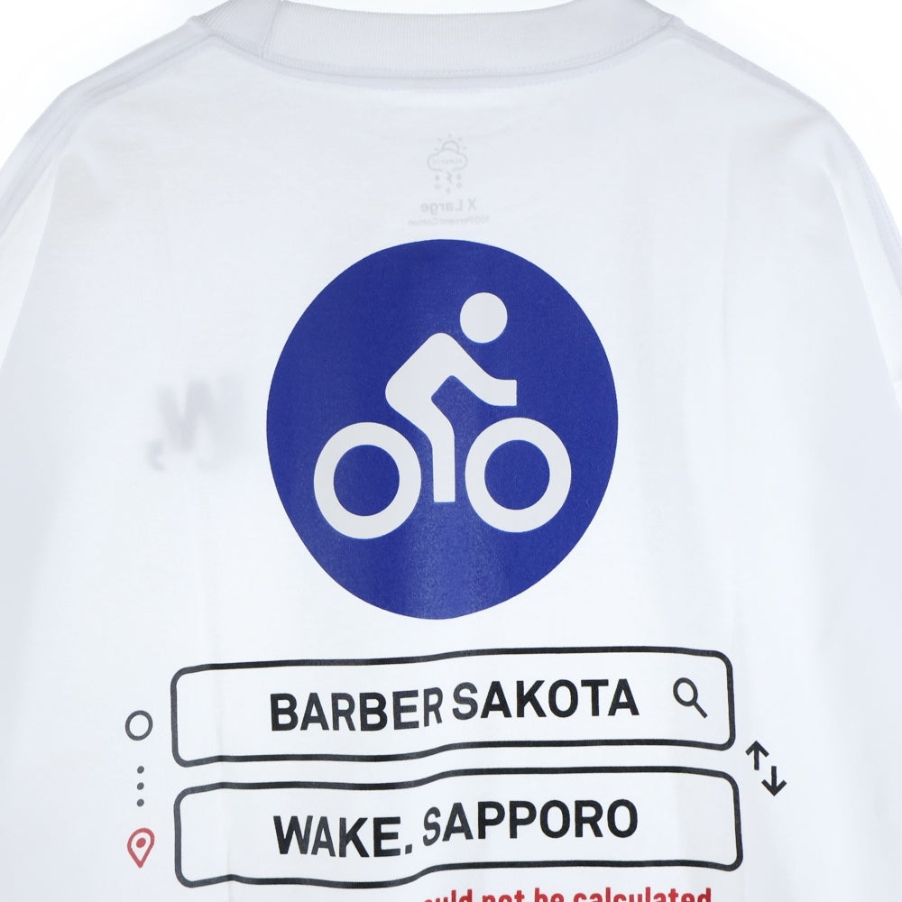 BBS BARBER SAKOTA(バーバーサコタ) ×ALWAYTH ×WAKE SAPPORO bicycle Long Sleeve Tshirt オールウェイズ ウェイク札幌 バイシクルプリント ロングスリーブTシャツ ホワイト