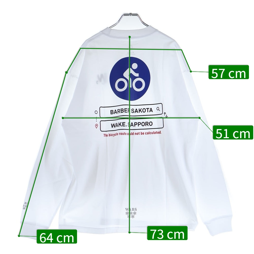 BBS BARBER SAKOTA(バーバーサコタ) ×ALWAYTH ×WAKE SAPPORO bicycle Long Sleeve Tshirt オールウェイズ ウェイク札幌 バイシクルプリント ロングスリーブTシャツ ホワイト