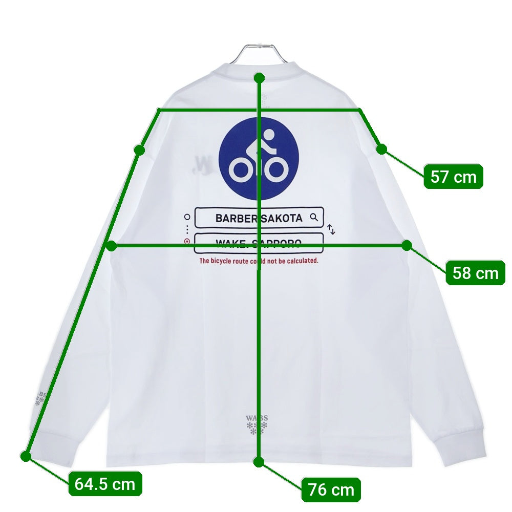 BBS BARBER SAKOTA(バーバーサコタ) ×ALWAYTH ×WAKE SAPPORO bicycle Long Sleeve Tshirt オールウェイズ ウェイク札幌 バイシクルプリント ロングスリーブTシャツ ホワイト