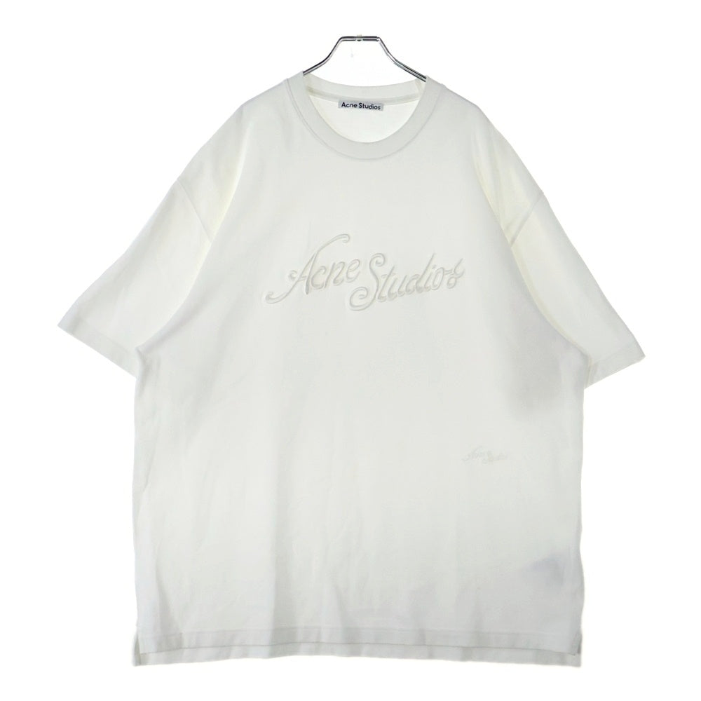 Acne Studios(アクネ ストゥディオズ) 25SS ロゴ刺繍 クルーネック 半袖Tシャツ カットソー ホワイト FN-UX-TSHI000121