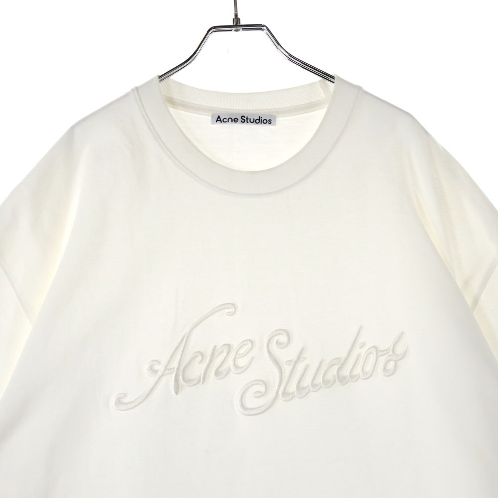 Acne Studios(アクネ ストゥディオズ) 25SS ロゴ刺繍 クルーネック 半袖Tシャツ カットソー ホワイト FN-UX-TSHI000121