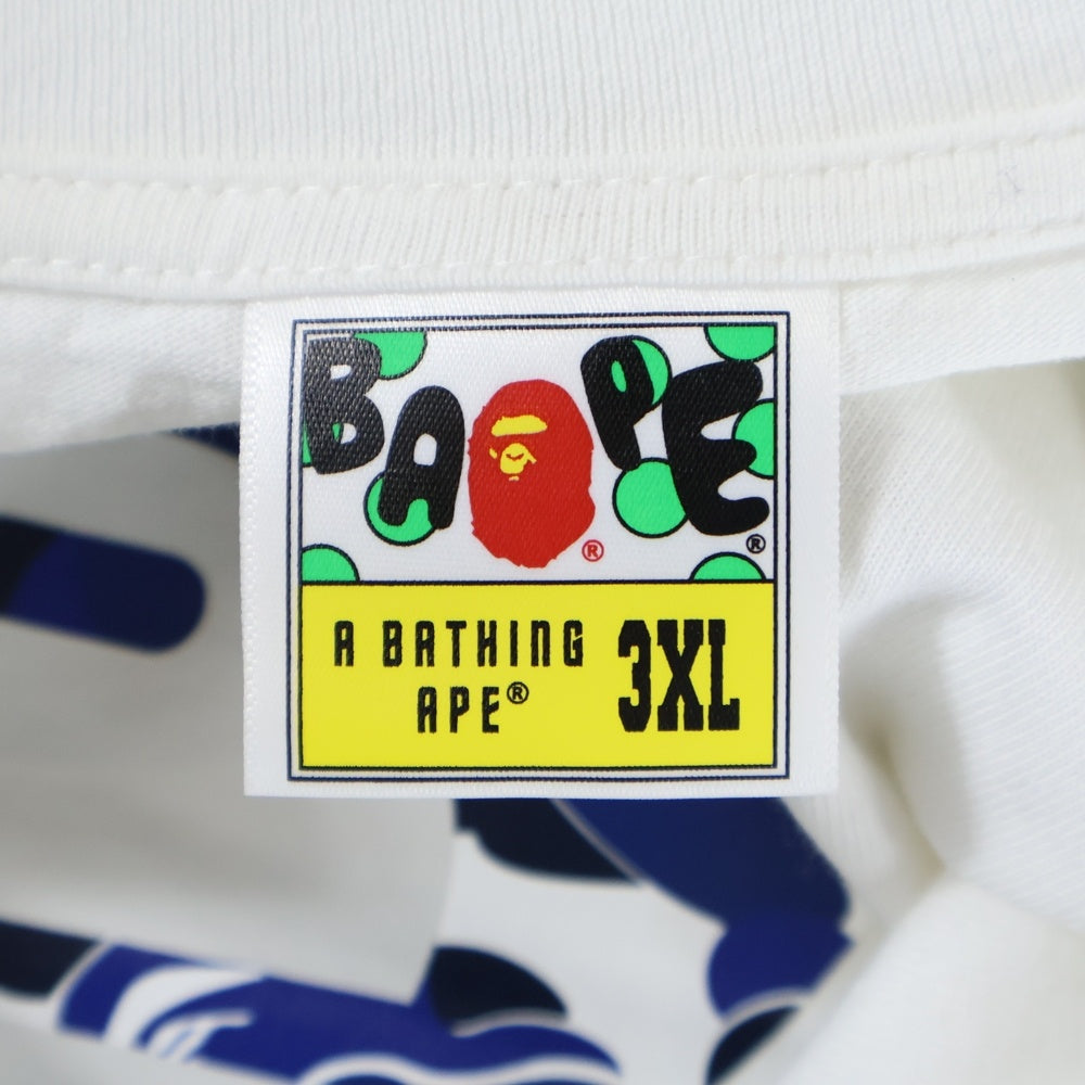 A BATHING APE(アベイシングエイプ) BARY MILO ベイビーマイロ サルカモ プリント 半袖 カットソー Tシャツ ホワイト 002TEL251002M