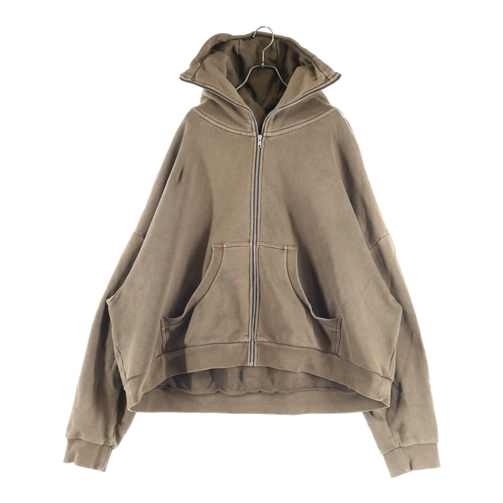 entire studios(エンタイア スタジオ) FULL ZIP WASH フルジップ ジップアップスウェットパーカー フーディー ブラウン ES2106 PO040