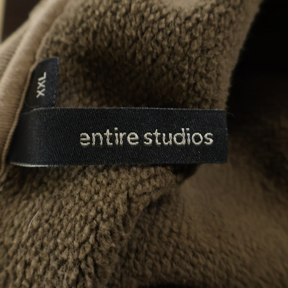 entire studios(エンタイア スタジオ) FULL ZIP WASH フルジップ ジップアップスウェットパーカー フーディー ブラウン ES2106 PO040