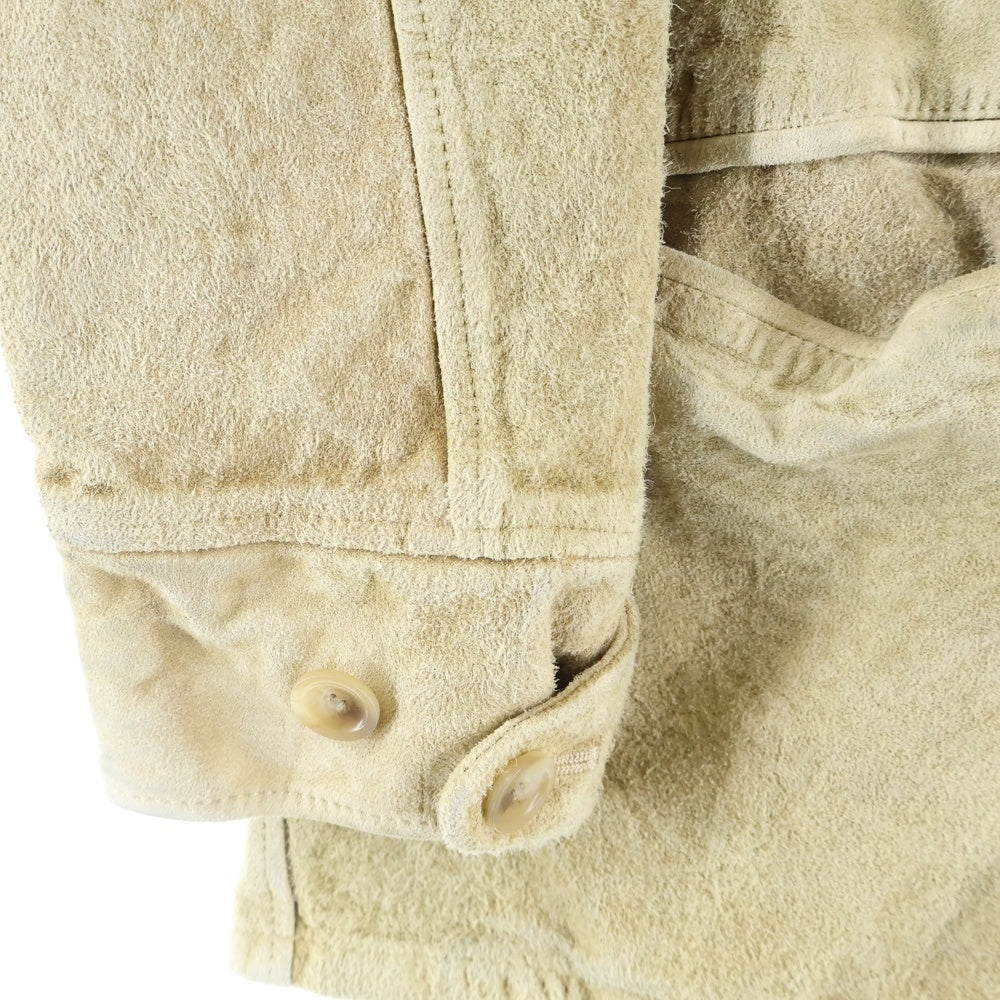 ISAMU KATAYAMA BACKLASH(イサムカタヤマバックラッシュ) 24SS JapanCalfWetWhite GarmentWash CarCoat ジャパンカーフスキン スエードレザーカーコート ジャケット ベージュ 2095-03