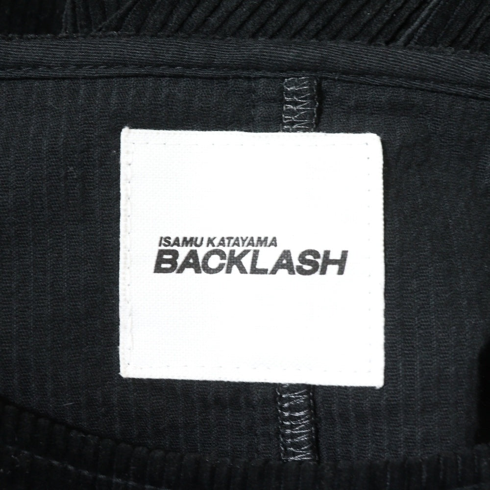 ISAMU KATAYAMA BACKLASH(イサムカタヤマバックラッシュ) STRETCH CORDUROY GARENT-DYED PULLOVER ストレッチコーデュロイ ガーメントダイ プルオーバー 長袖カットソー ブラック 2028-02