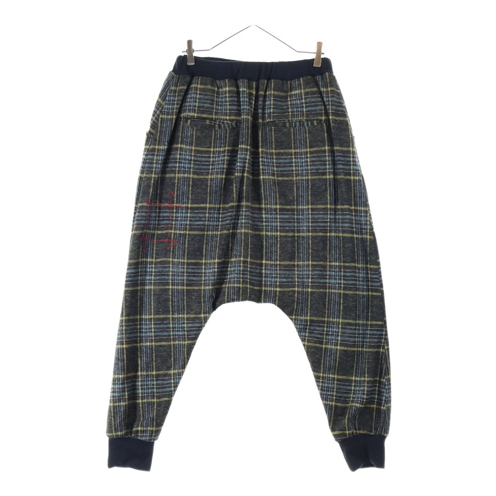 BURN OUT(バーンアウト) チェック柄 ウール ドローストリング サルエル イージーパンツ マルチカラー
