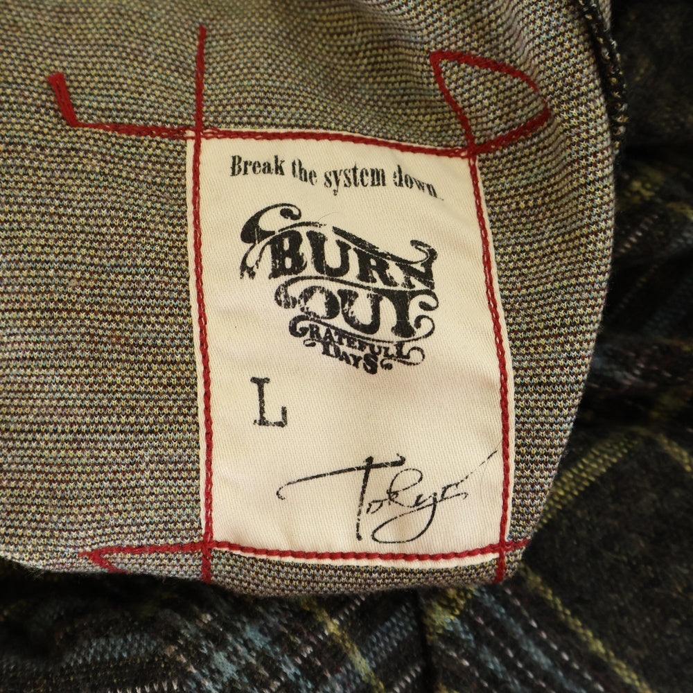 BURN OUT(バーンアウト) チェック柄 ウール ドローストリング サルエル イージーパンツ マルチカラー