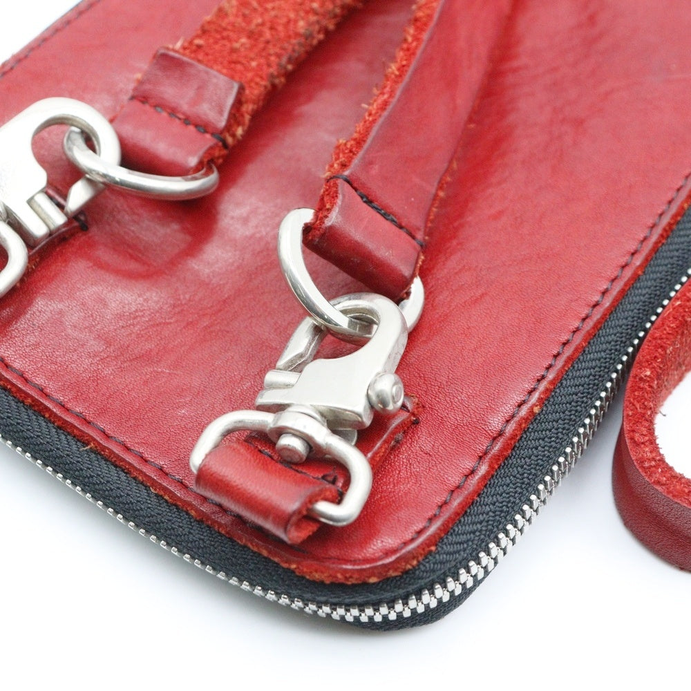ISAMU KATAYAMA BACKLASH(イサムカタヤマバックラッシュ) PORTABLE BAG DOUBLE-SHOULDER OBJECT DYED オブジェクトダイド ダブルショルダー ポータブルレザーバッグ レッド