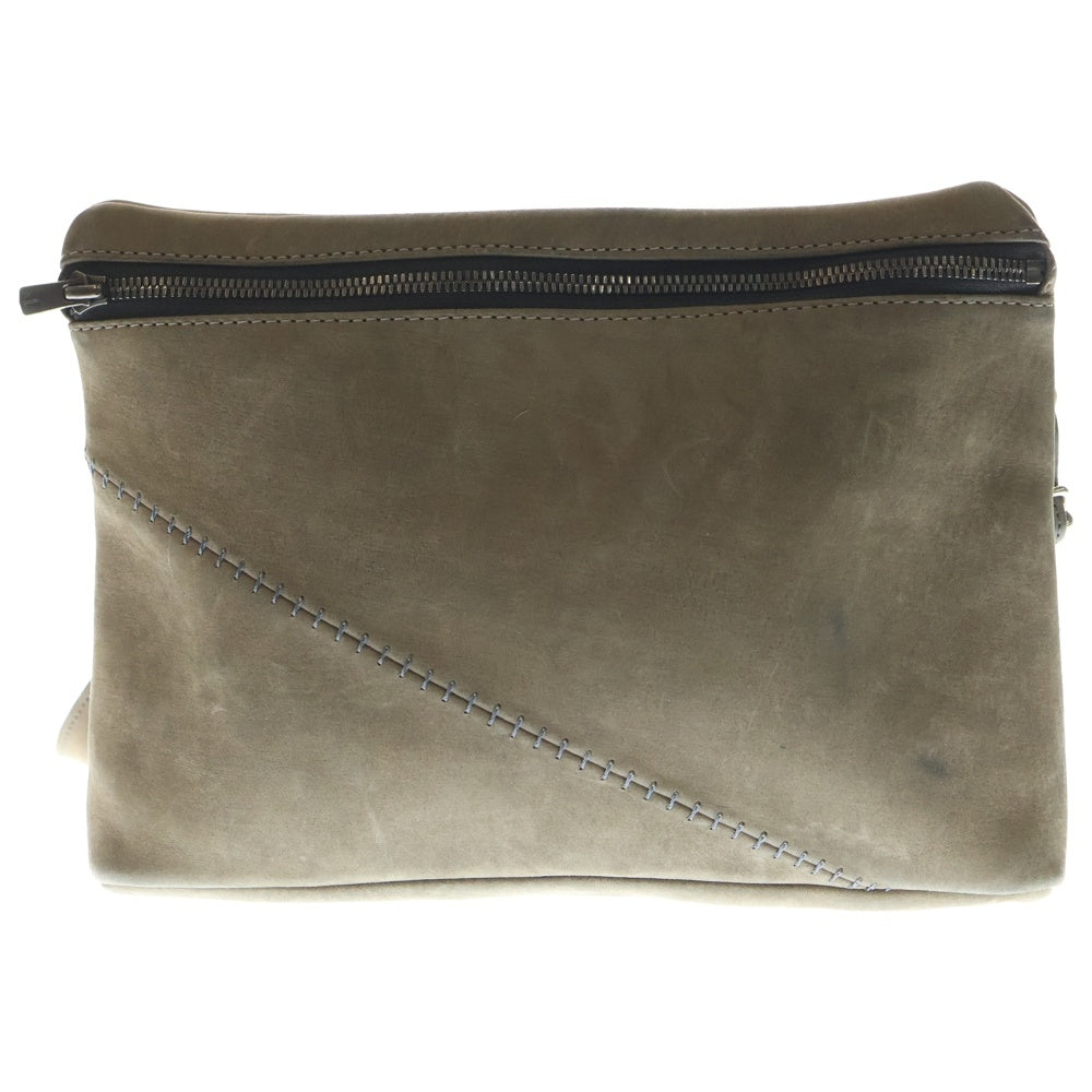 NO BRAND(ノーブランド) Portaille ポルタユ mini shoulder bag with overlock stitch オーバールックステッチ レザー ミニショルダーバッグ ブラウン