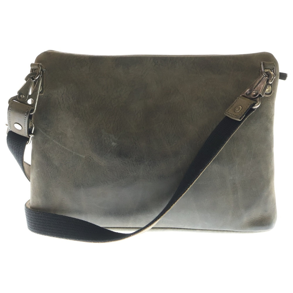 NO BRAND(ノーブランド) Portaille ポルタユ mini shoulder bag with overlock stitch オーバールックステッチ レザー ミニショルダーバッグ ブラウン