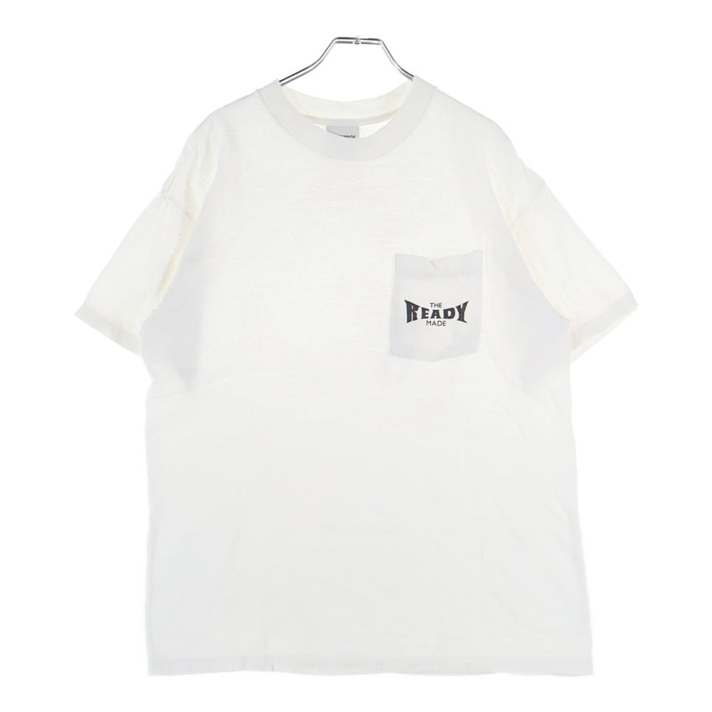 READY MADE(レディメイド) 24SS SS T-SHIRT POCKET ロゴプリント ポケットTシャツ 半袖カットソー ホワイト RE-CO-WH-00-00-277