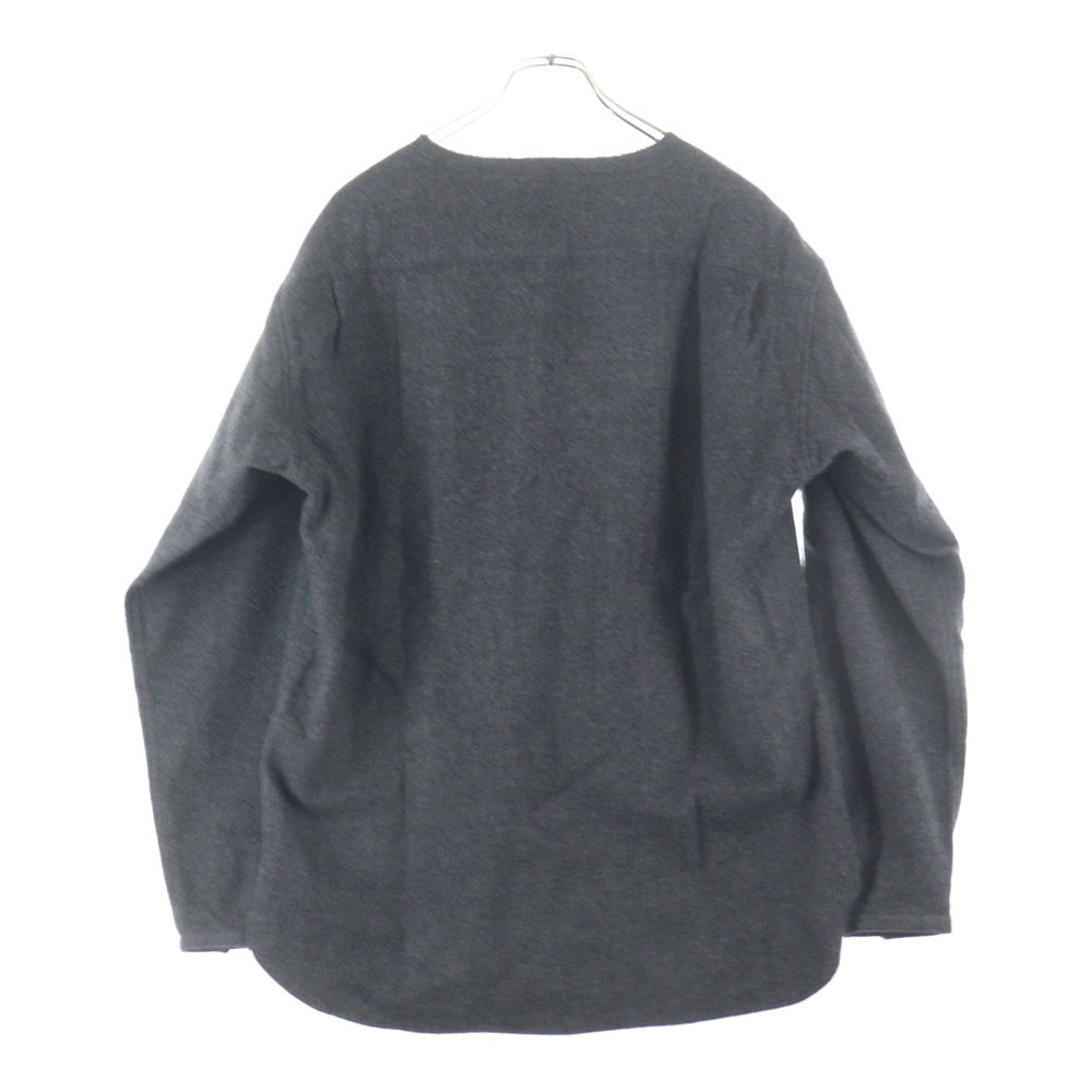 ISAMU KATAYAMA BACKLASH(イサムカタヤマバックラッシュ) FULLING SOFT SHARK WOOL SHIRT フリング ソフト シャーク ウール 長袖ハーフボタンシャツ カットソー グレー 2081-02