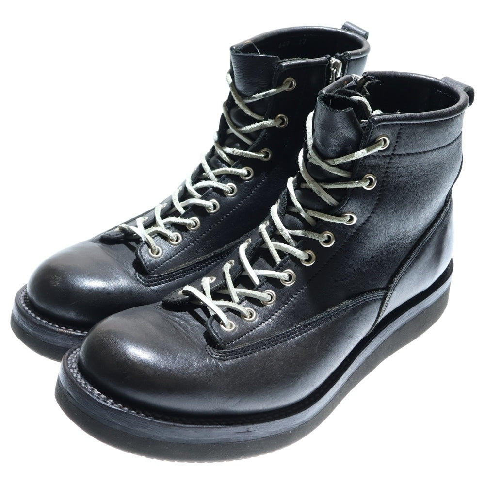 ISAMU KATAYAMA BACKLASH(イサムカタヤマバックラッシュ) JAPAN SHOULDER LACE-UP BOOTS ダブルショルダーレザー サイドジップ レースアップブーツ ブラック 649