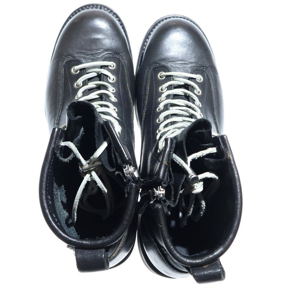 ISAMU KATAYAMA BACKLASH(イサムカタヤマバックラッシュ) JAPAN SHOULDER LACE-UP BOOTS ダブルショルダーレザー サイドジップ レースアップブーツ ブラック 649