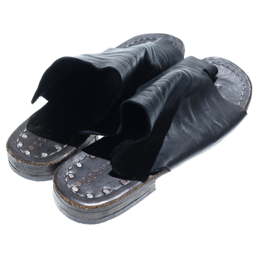 NO BRAND(ノーブランド) Portaille レザーサンダル ミュール ブラック