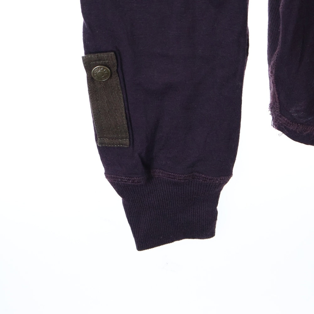 DSQUARED2(ディースクエアード) ここのえタグ 1ポケット Vネック ロングスリーブ ニットカットソー バーガンディ