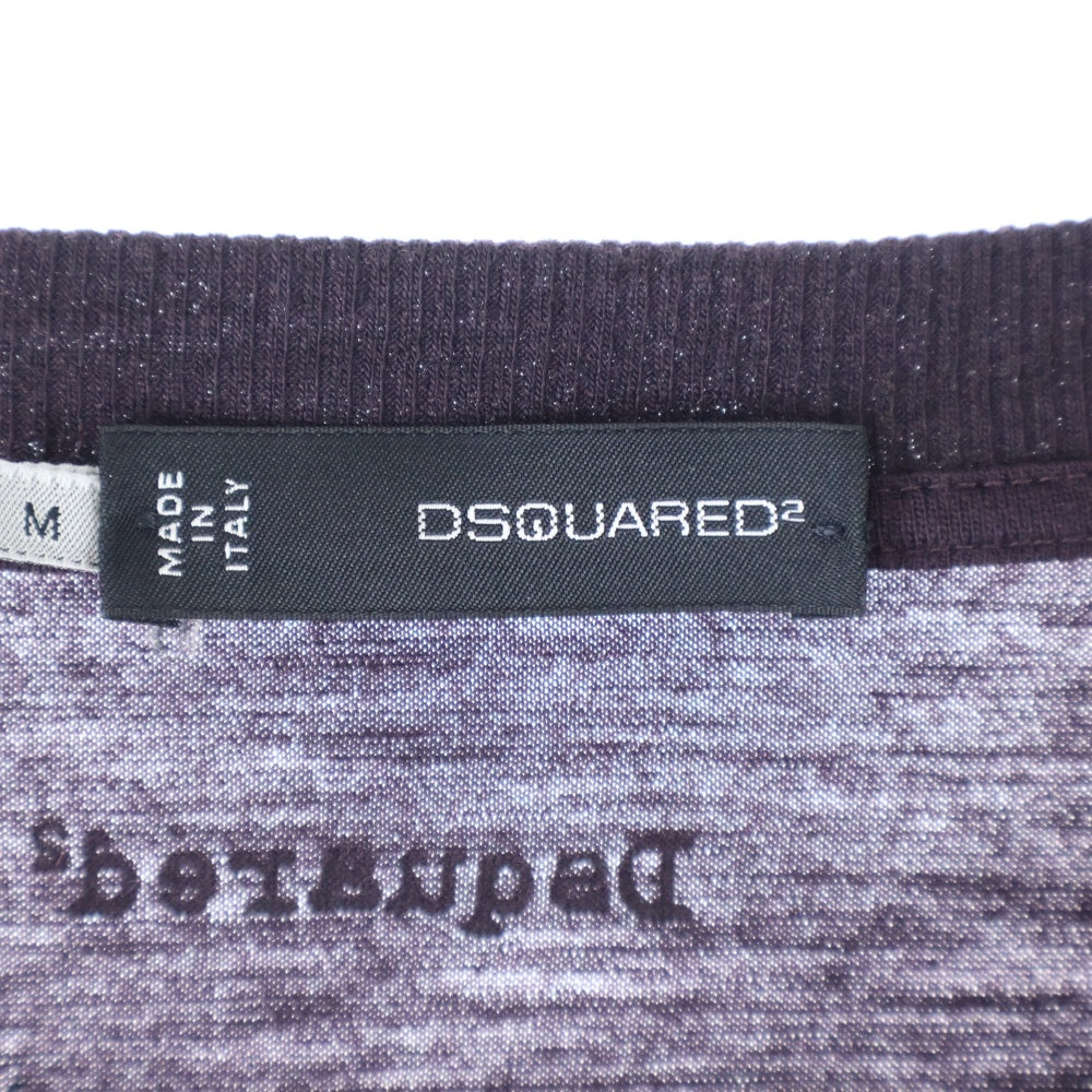 DSQUARED2(ディースクエアード) ここのえタグ 1ポケット Vネック ロングスリーブ ニットカットソー バーガンディ