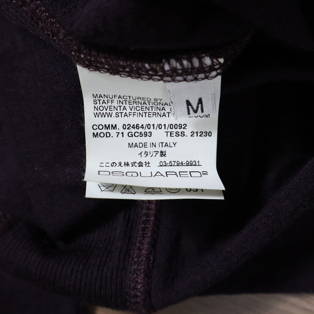 DSQUARED2(ディースクエアード) ここのえタグ 1ポケット Vネック ロングスリーブ ニットカットソー バーガンディ