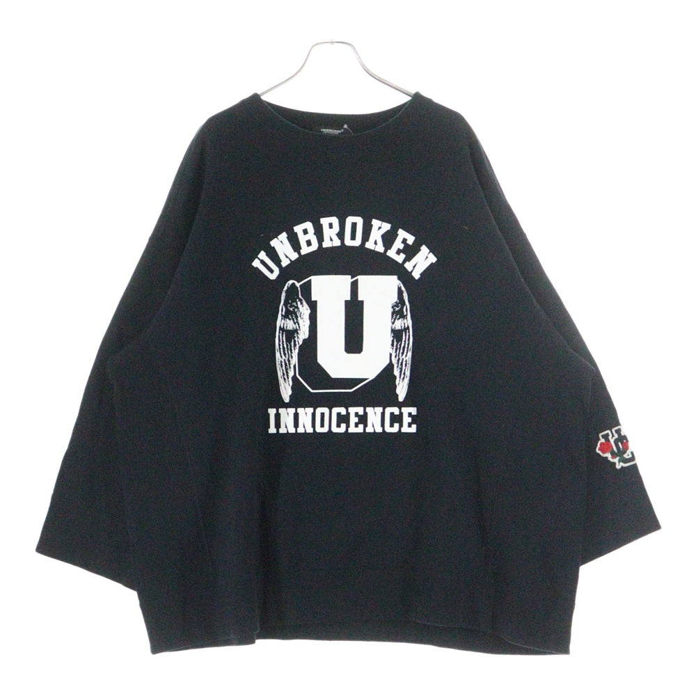 UNDERCOVER(アンダーカバー) 18AW BIG SWEAT 両面カレッジプリント オーバーサイズ プルオーバースウェットトレーナー ブラック UCV1804-4