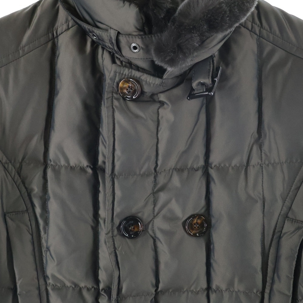 MOORER(ムーレー) SIRO シロ マルチポケット ファー切り替え ベルト付き ジップアップ ダウンジャケット ブラウン SIRO-KM