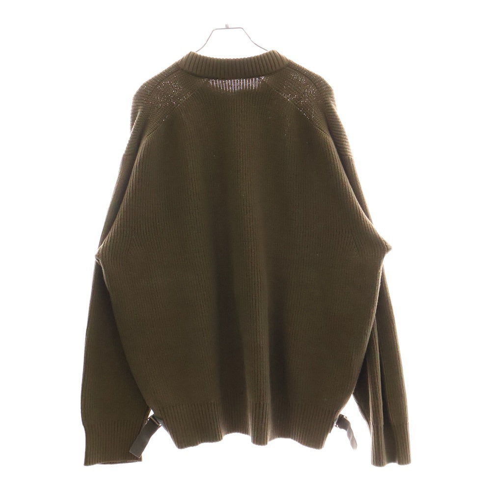 Sacai(サカイ) 23SS Nylon Twill Knit Pullover ナイロン切り替えプルオーバーニットセーター カーキ 23-02996M