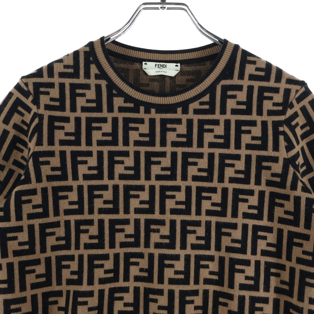 FENDI(フェンディ) ズッカ柄 半袖 ニット セーター ブラウン FZY702 A5QG レディース