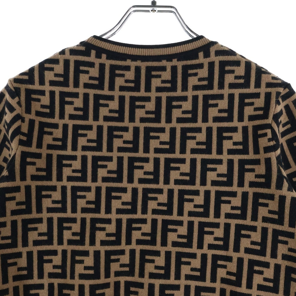 FENDI(フェンディ) ズッカ柄 半袖 ニット セーター ブラウン FZY702 A5QG レディース