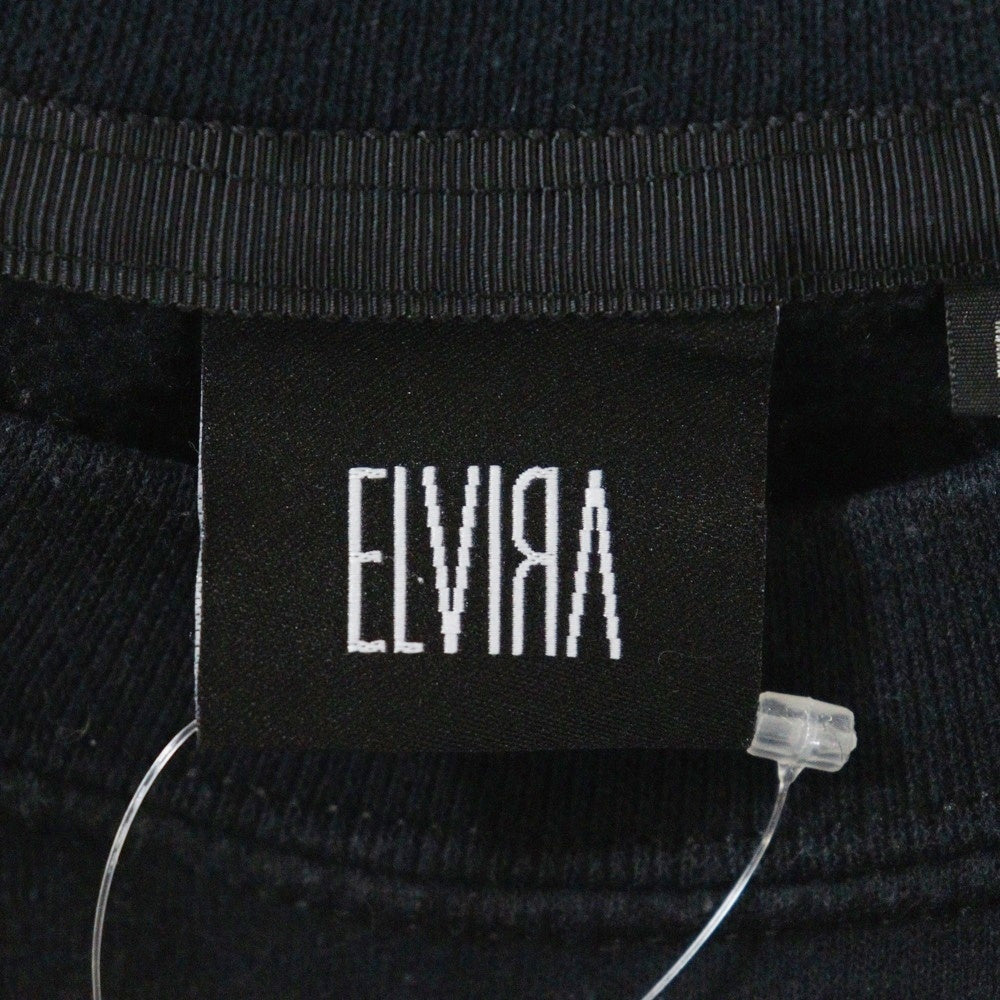 ELVIRA(エルビラ) フロントロゴプリント クルーネック スウェット トレーナー ブラック
