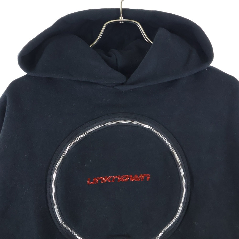 UNKNOWN LONDON(アンノーンロンドン) DETACHABLE PANEL RIBCAGE HOODIE デタッチャブルパネル リブゲージ プルオーバーフーディー パーカー スウェット ブラック