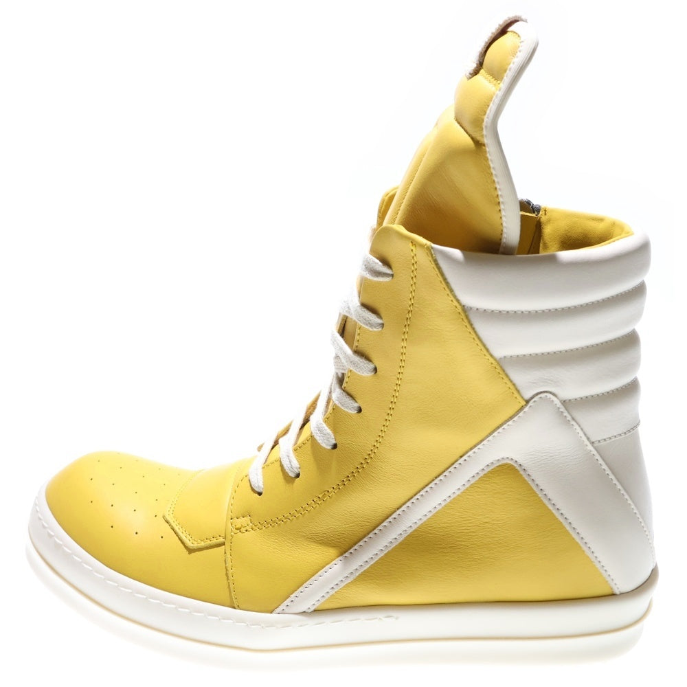Rick Owens(リックオウエンス) GEOBASKET ジオバスケット レザー ハイカットスニーカー イエロー/ホワイト